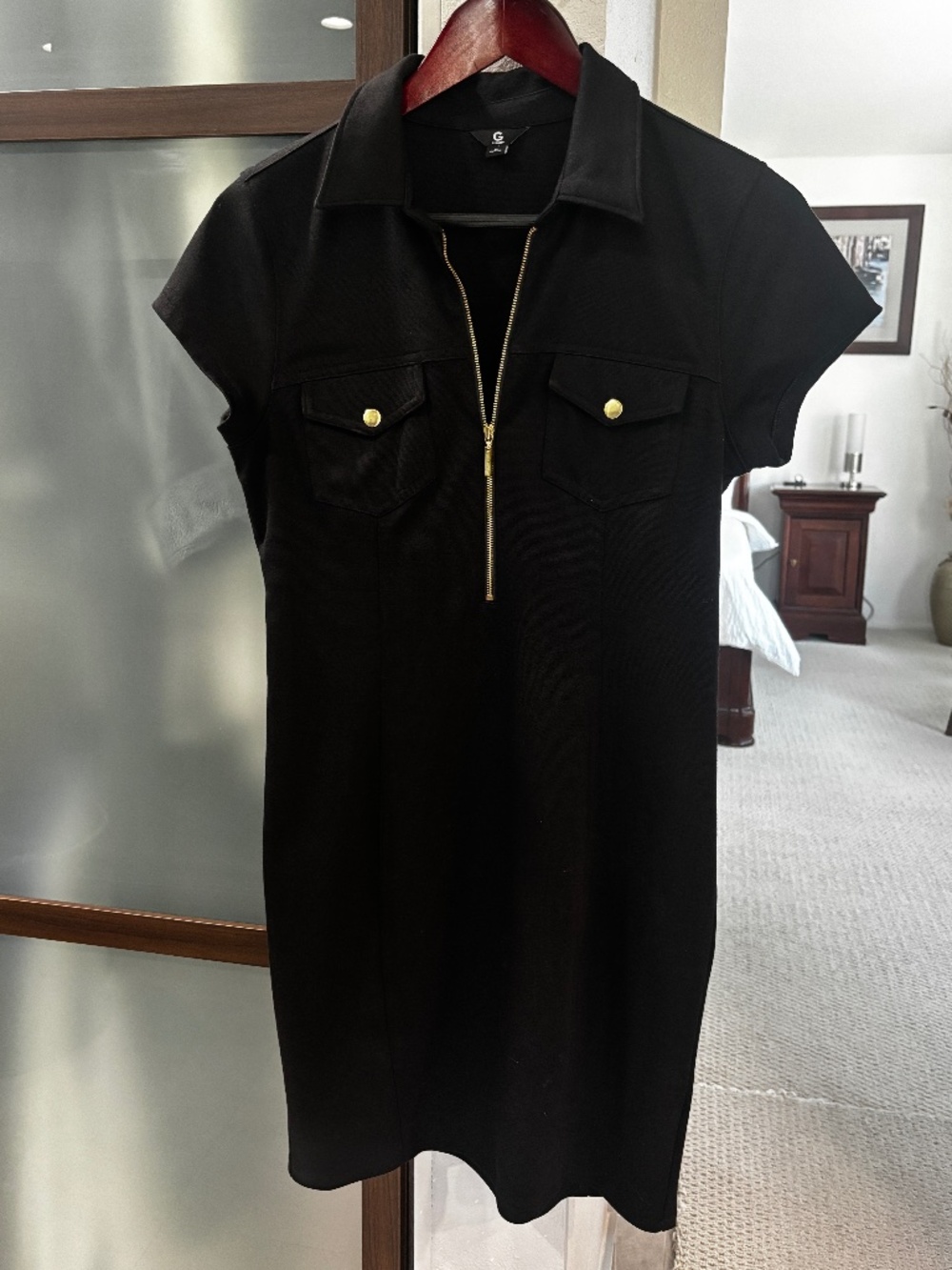 G by Guess Polo Collar Dress - Black M - Picture 2 of 6